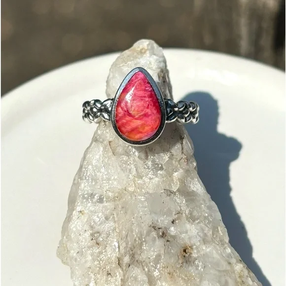 Kingsman Turquoise Pink & Orange Dahlia Ring - Picture 5 of 14